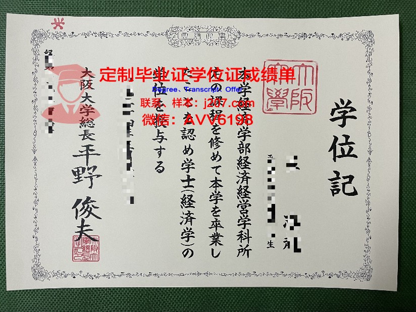 阪南大学毕业证书模板(大阪大学毕业证书)
