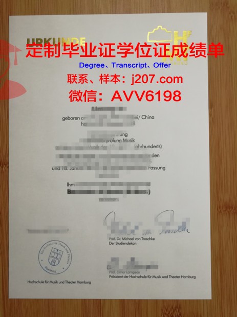 汉堡品牌应用技术大学毕业证书模板(汉堡应用技术大学qs)