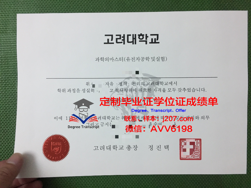 高丽大学本科毕业证样本图片及价格