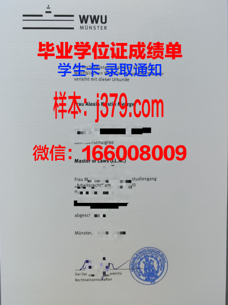 明斯特大学毕业证图片University of Munster Diploma