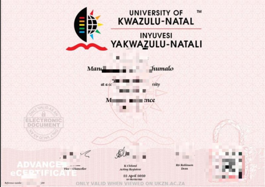 夸祖鲁-纳塔尔大学毕业证样本(夸祖鲁纳塔尔大学世界排名)