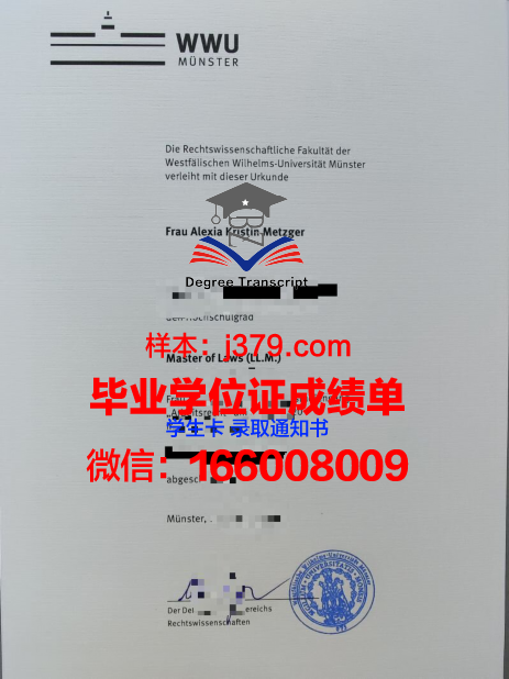 明斯特应用技术大学学位证书(明斯特大学英语授课硕士)