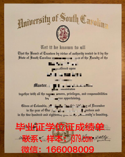南卡罗来纳大学毕业学位
